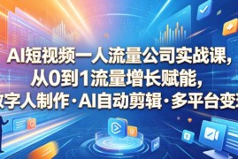 AI短视频一人流量公司实战课 零基础跑通流量增长变现全流程