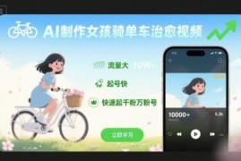 AI制作女孩骑单车治愈视频教程 低门槛快速涨粉起号实操方法