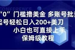 零门槛海外养号卖号赚美金教程 小白可批量操作快速上手