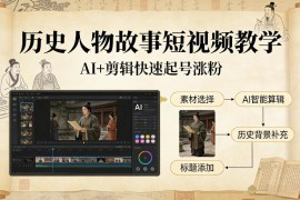 AI剪辑历史人物故事短视频教学 零基础快速起号涨粉攻略