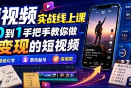 零基础可学短视频变现实战课 从0到1教你起号打造爆款内容