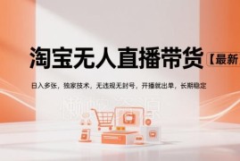 淘宝无人直播带货实操教程 低门槛无违规稳定出单玩法详解