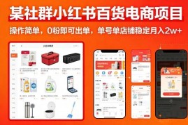 小红书百货无货源电商实操教程 0粉可出单单店稳定增收玩法