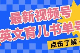 视频号英文育儿书单号玩法拆解 低投入单号月入过万实操教程