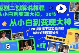 短剧二创解说实操教程 零基础从入门到变现全流程干货课程