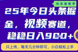2025年今日头条视频赛道最新玩法 低门槛易操作新手可快速变现
