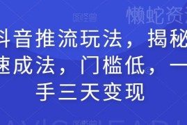 抖音全新推流玩法实操教程 零基础上手三天变现网红速成技巧