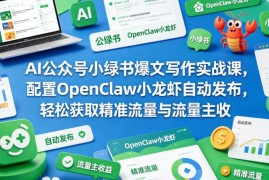 AI公众号小绿书爆文写作实战课 配置自动发布工具获流量赚收益