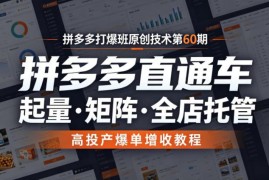 拼多多打爆班第60期 直通车高投产爆单矩阵全店托管实操教程