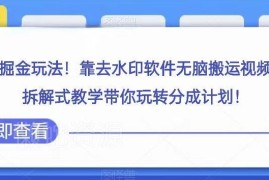 视频号广告分成计划掘金玩法 去水印搬运操作全流程拆解教学