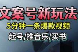 文案号新型运营玩法分享 5分钟做爆款视频 起号快多渠道可变现