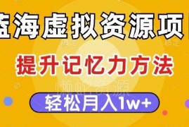 记忆力提升虚拟资源蓝海项目 多种变现模式操作方法详解