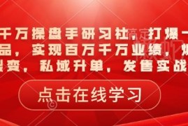 一品千万操盘手研习社实战课程 打爆引流品爆品裂变私域升单技巧