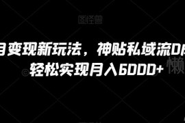 B站天涯神贴私域变现新玩法 零成本操作可实现月入6000+