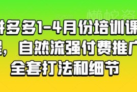 2024年1-4月拼多多运营课程 自然流强付费推广全套打法详解