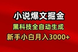 AI全自动生成小说爆文副业实操玩法 新手零经验可月入3000+