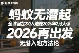 2026版蚂蚁无潜不起全域配抖加3.0入池实操学习课程