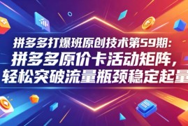 拼多多原价卡活动矩阵实操教程 摆脱低价内卷突破流量瓶颈
