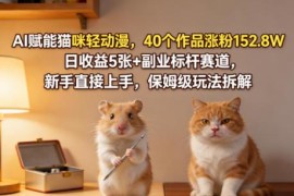AI猫咪轻动漫副业玩法拆解 新手低门槛涨粉变现运营教程
