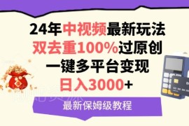 2024年中视频双去重过原创 多平台变现保姆级实操教程
