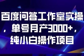 百度问答工作室实操项目全解析 纯小白可做单号月收益3000+