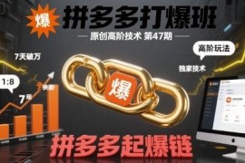 拼多多打爆班高阶技术第47期 商品起爆链全流程实操教学
