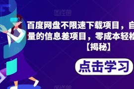 百度网盘不限速下载零成本信息差项目 实操变现玩法全拆解
