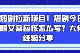 短剧拉新项目实操干货 今日话题类引流文案写作技巧分享