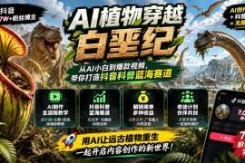 抖音7万粉博主实操 史前科普AI植物穿越白垩纪创作变现教程