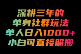 深耕三年单身社群掘金玩法全拆解 零基础小白可直接照搬操作