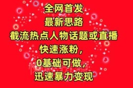 0基础可操作热点人物直播截流方法 附涨粉变现实操教程