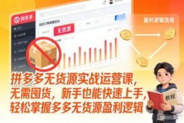 拼多多无货源实战运营教程 新手零囤货从0到1掌握盈利逻辑