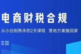 电商财税合规实操课程 老板财务适用 教你低成本规避涉税风险