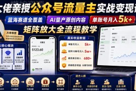公众号流量主变现实战教程 蓝海赛道AI产内容矩阵运营全流程