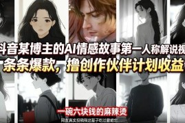 抖音AI情感故事第一人称解说视频制作 赚创作伙伴计划收益教程