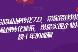 抖音引流私域转化7.0实操教程：搭建转化体系实现企业长期盈利