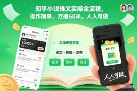 知乎小说推文实操全流程 低门槛易操作的副业变现方法介绍