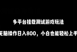 多平台挂载测试游戏玩法副业 小白低门槛操作易上手获收益