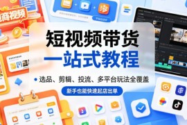 短视频带货全流程实操教程 选品剪辑投流多平台运营新手指南