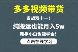多多视频双11带货实操玩法分享 新手纯搬运可快速上手的增收项目