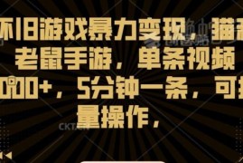 猫和老鼠怀旧手游短视频变现玩法 可批量制作单条收益超千元