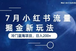 7月小红书最新流量掘金玩法 冷门低门槛蓝海小项目可日入200+