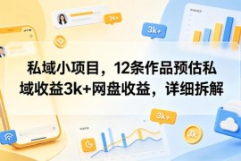 普通人可上手私域轻量小项目拆解 12条作品获3k+私域及网盘收益