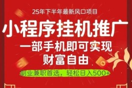 2025微信小程序推广最新玩法教学 手机可操作低门槛副业教程