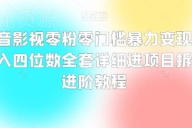 抖音影视零粉零门槛变现项目拆解 新手实操入门全教程