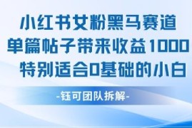 小红书女粉黑马赛道实操教程 0基础小白单篇笔记收益可达1k+