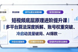 短视频底层运营进阶教程 算法拆解权重突破冷启动AI爆款打造