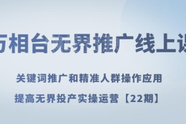 万相台无界推广实操线上课 关键词投放人群运营投产提升教程