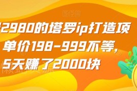 收费2980的塔罗IP打造项目拆解：低客单价运营5天赚2000元方法
