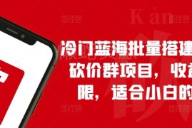 冷门蓝海拼多多砍价群批量搭建项目 适合小白的长期稳定副业